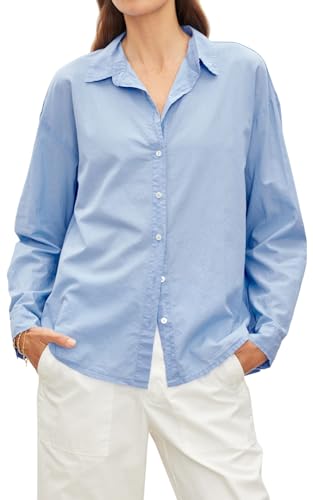Velvet by Graham & Spencer Damen Devyn Langarm-Shirt mit Knopfleiste, Wave, X-Klein von Velvet by Graham & Spencer