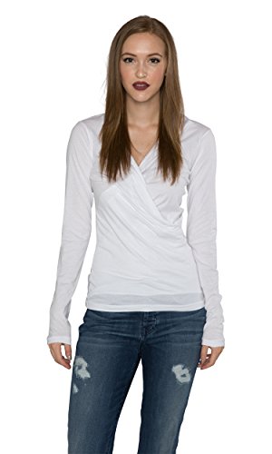 Velvet by Graham & Spencer Damen Gauzy Whisper Classics Surplice Top T-Shirt, Weiß, Mittel von Velvet by Graham & Spencer