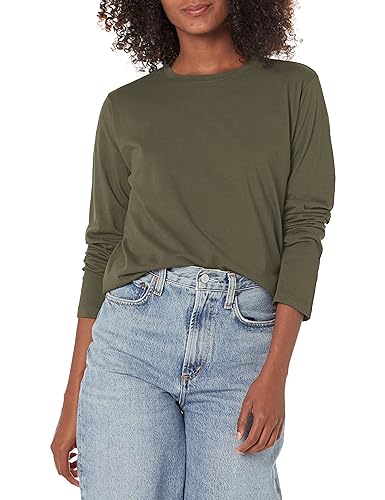 Velvet by Graham & Spencer Damen Vicente Langarm-T-Shirt aus Bio-Jersey Hemd, Oliv/Blatt für Mich (Leaf It to Me), X-Groß von Velvet by Graham & Spencer