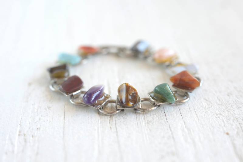 Edelstein Und Silber Kettenknöpfe Armband von VelvetAndDust