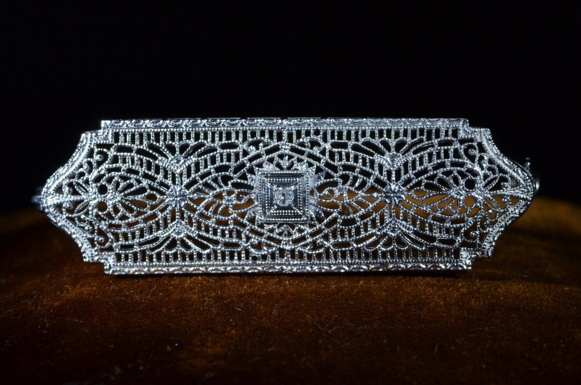 Antikes Filigran Anhänger & Brosche Kombinations Set Mit Diamant von VelvetBoxSociety