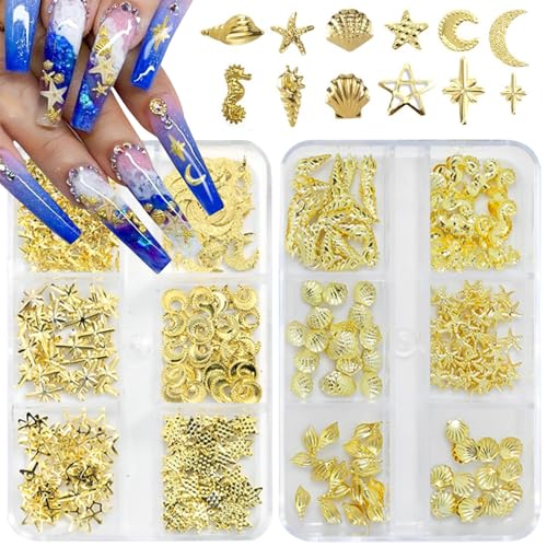 2 Schachteln Goldene Stern-Ozean-Nagel-Charms, Metallstern-Mond-Muschel-Seestern-Edelsteine FüR Acryl-Nagelkunst, Sommer-Legierungs-Strasssteine FüR Frauen, Diy-Nagel-ZubehöR 2 Schachteln Goldene Stern-Ozean-Nagel-Charms, Metallstern-Mond-Muschel-Seestern-Edelsteine FüR Acryl-Nagelkunst, Sommer-Legierungs-Strasssteine FüR Frauen, Diy-Nagel-ZubehöR von VelvetGlow