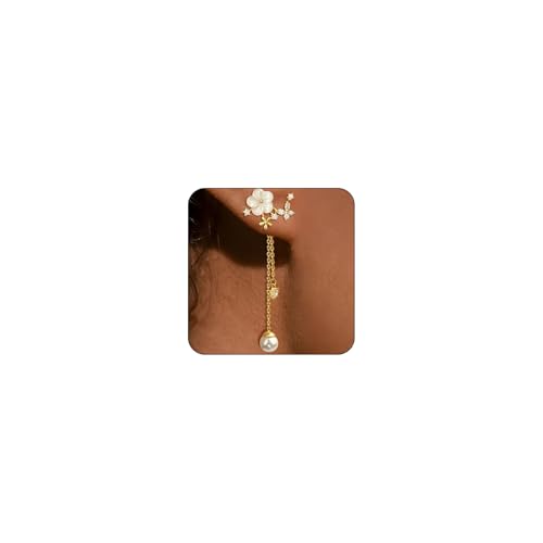 Lange Perlen-Tropfen-Ohrringe FüR Damen, Zarter Blumen-Hochzeitsschmuck, Trendige Fadenkette, 14k Gold, Funkelnde Statement-StüCke, Ohrringe HäNgend Gold Lange Perlen-Tropfen-Ohrringe FüR Damen, Zarter Blumen-Hochzeitsschmuck, Trendige Fadenkette, 14k Gold, Funkelnde Statement-StüCke, Ohrringe HäNgend Gold von VelvetGlow