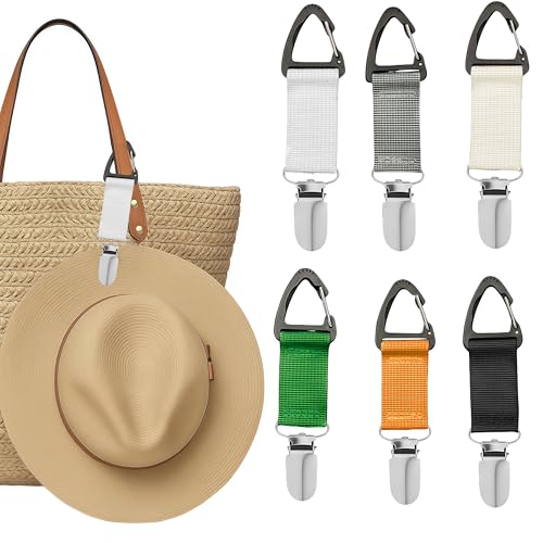 VelvetGlow 6 StüCk Hutclip FüR Reisen In Der Tasche, Hutspanner, Strandurlaub/Kreuzfahrt Essentials HüTe Halter, Starker Griff Platzsparende Hutclips, ReisezubehöR FüR Frauen/Familie von VelvetGlow