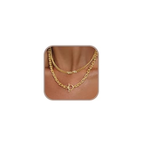 VelvetGlow Goldkette FüR Frauen, Mehrlagig 14k Vergoldete Chunky Cuban Link Choker, Paperclip-Kette, Stapelbarer Ot-Toggle-Verschluss, Hypoallergenes Modeschmuck-Geschenk VelvetGlow Goldkette FüR Frauen, Mehrlagig 14k Vergoldete Chunky Cuban Link Choker, Paperclip-Kette, Stapelbarer Ot-Toggle-Verschluss, Hypoallergenes Modeschmuck-Geschenk von VelvetGlow
