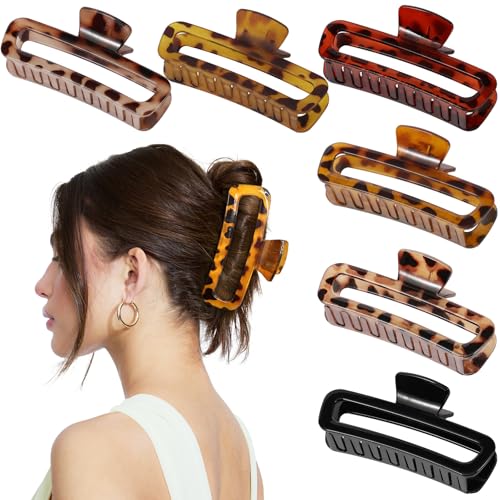 VelvetGlow GroßE Haarklammern FüR Damen - 4 Pcs 5 Zoll Schildpatt Jumbo Clips FüR Dickes Lockiges Haar, üBergrößE Matte Rutschfest Rechteck, Starker Halt VelvetGlow GroßE Haarklammern FüR Damen - 4 Pcs 5 Zoll Schildpatt Jumbo Clips FüR Dickes Lockiges Haar, üBergrößE Matte Rutschfest Rechteck, Starker Halt von VelvetGlow