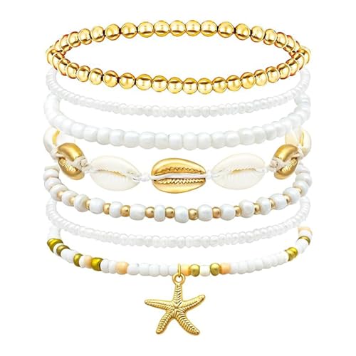 VelvetGlow Handgemachte Bohemian Perlen-StrandarmbäNder Set, Wasserdichtes Sommer-Strand-Schmuck FüR Urlaub, Seestern-SchildkröTen-Design Surfer-ArmbäNder, Perfekt FüR Strandliebhaber VelvetGlow Handgemachte Bohemian Perlen-StrandarmbäNder Set, Wasserdichtes Sommer-Strand-Schmuck FüR Urlaub, Seestern-SchildkröTen-Design Surfer-ArmbäNder, Perfekt FüR Strandliebhaber von VelvetGlow