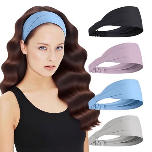 VelvetGlow Stirnband Damen Sport, Rutschfestes KüHlendes SchweißBand, Athletische Dicke Dehnbare StirnbäNder FüR Damenhaare, Breite SportstirnbäNder FüR Yoga Laufen, 4 Pcs VelvetGlow Stirnband Damen Sport, Rutschfestes KüHlendes SchweißBand, Athletische Dicke Dehnbare StirnbäNder FüR Damenhaare, Breite SportstirnbäNder FüR Yoga Laufen, 4 Pcs von VelvetGlow