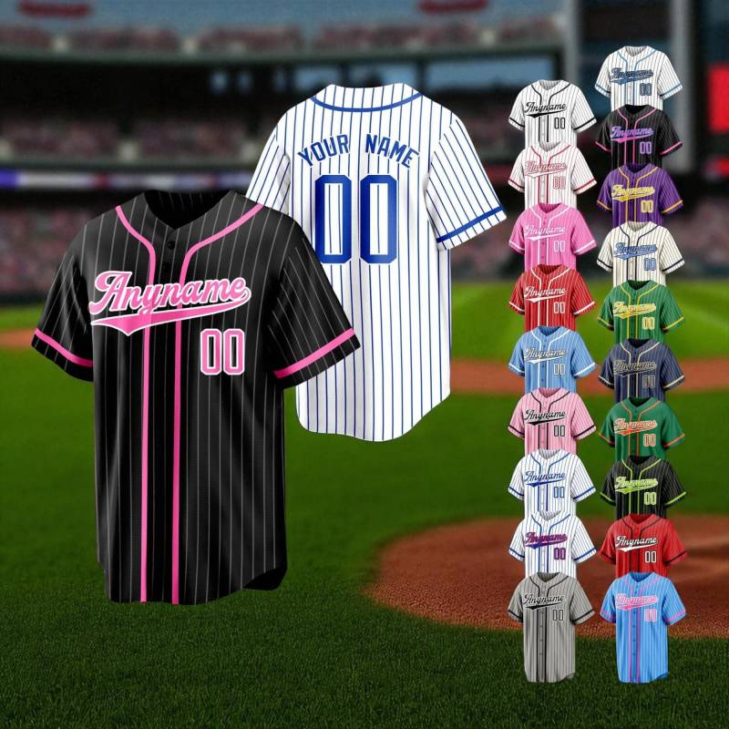Benutzerdefinierte Baseball Jersey-Shirt, Personalisierter Name Und Nummer, Gestreifte Teamuniform, Passendes Outfit Für Männer Frauen Kinder von VelvetVistaSh