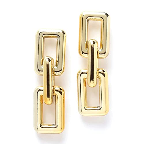 Vembley Koreanische geometrische dreilagige Kettenglied-Ohrringe für Mädchen/Frauen, Einheitsgröße, Edelstahl, kein Edelstein Vembley Koreanische geometrische dreilagige Kettenglied-Ohrringe für Mädchen/Frauen, Einheitsgröße, Edelstahl, kein Edelstein von Vembley