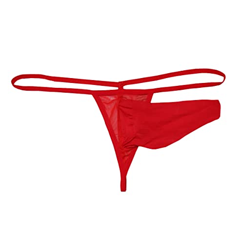 Männer Tanga, niedrige Taille, lang, U-Form, Tasche, Elefant, Stamm Mankini G-String, lustig, sexy Unterwäsche, Geschäft, C.rot, One size von VemeFufu