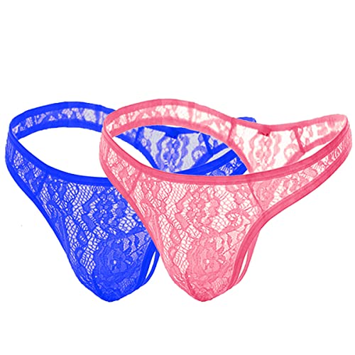 VemeFufu Herren String Jockstrap Einheitsgröße Farbe Schwarz (NeiKu-Leisi), 2 Stück (Blau + Rosa), One size von VemeFufu