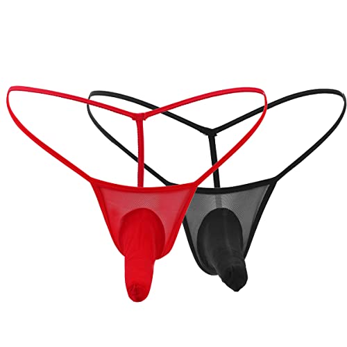 VemeFufu String G String Tanga Herren Sexy Elefant Stamm Unterwäsche Männer Hot Slip Niedrige Taille Elastische Thong Männliche Höschen, Schwarz + Rot, Einheitsgröße von VemeFufu