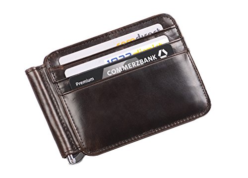 OMBÙ | Edle Geldbörse mit GELDKLAMMER + 12 Fächer für Kreditkarten - Kreditkartenetui für Herren mit RFID-Schutz aus feinstem Leder und Edler Optik | Geldbörse mit Geldscheinklammer | Männergeschenk von Vemingo