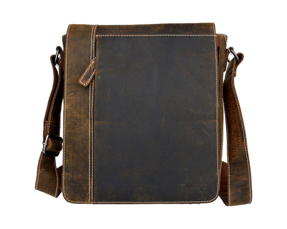 Ven Tomy Messenger Bag echt Leder Schultertasche aus Büffelleder mit Tabletfach, Umhängetasche für Damen und Herren von Ven Tomy