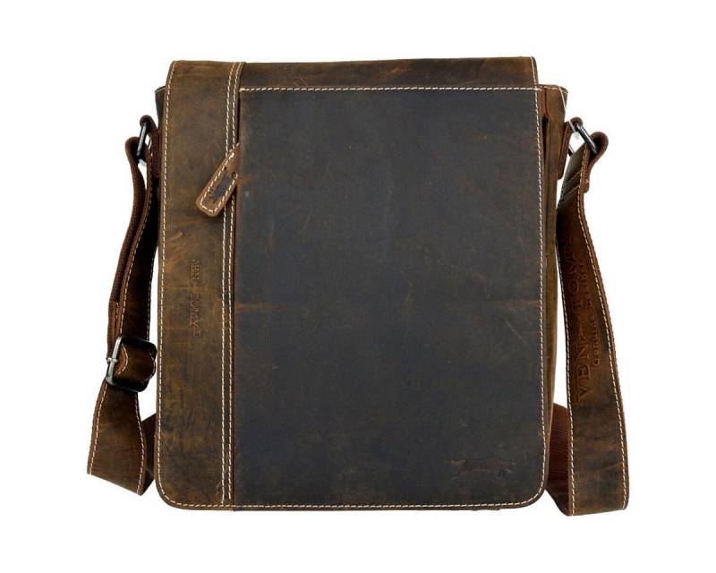 Ven Tomy Messenger Bag echt Leder Schultertasche aus Büffelleder mit Tabletfach, Umhängetasche für Damen und Herren von Ven Tomy