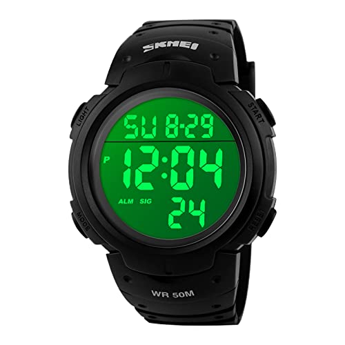 VenSten Herren Digital Uhren,50 m Wasserdicht Freizeit Outdoor Armbanduhr mit Wecker Stoppuhr, Läuft mit LED - Digitaluhren für Männer. von VenSten