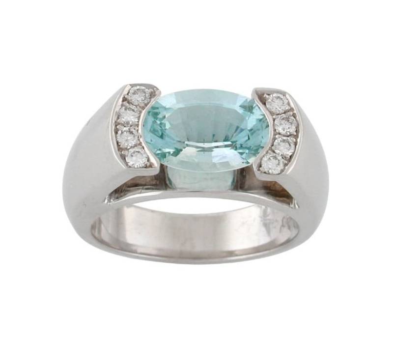 Aquamarin Und Diamanten Ring, Natürlicher Aquamarin, 18K Goldring, 14K Weißgold, Ring Für Frauen, Mädchen von VenaAmorisLtd