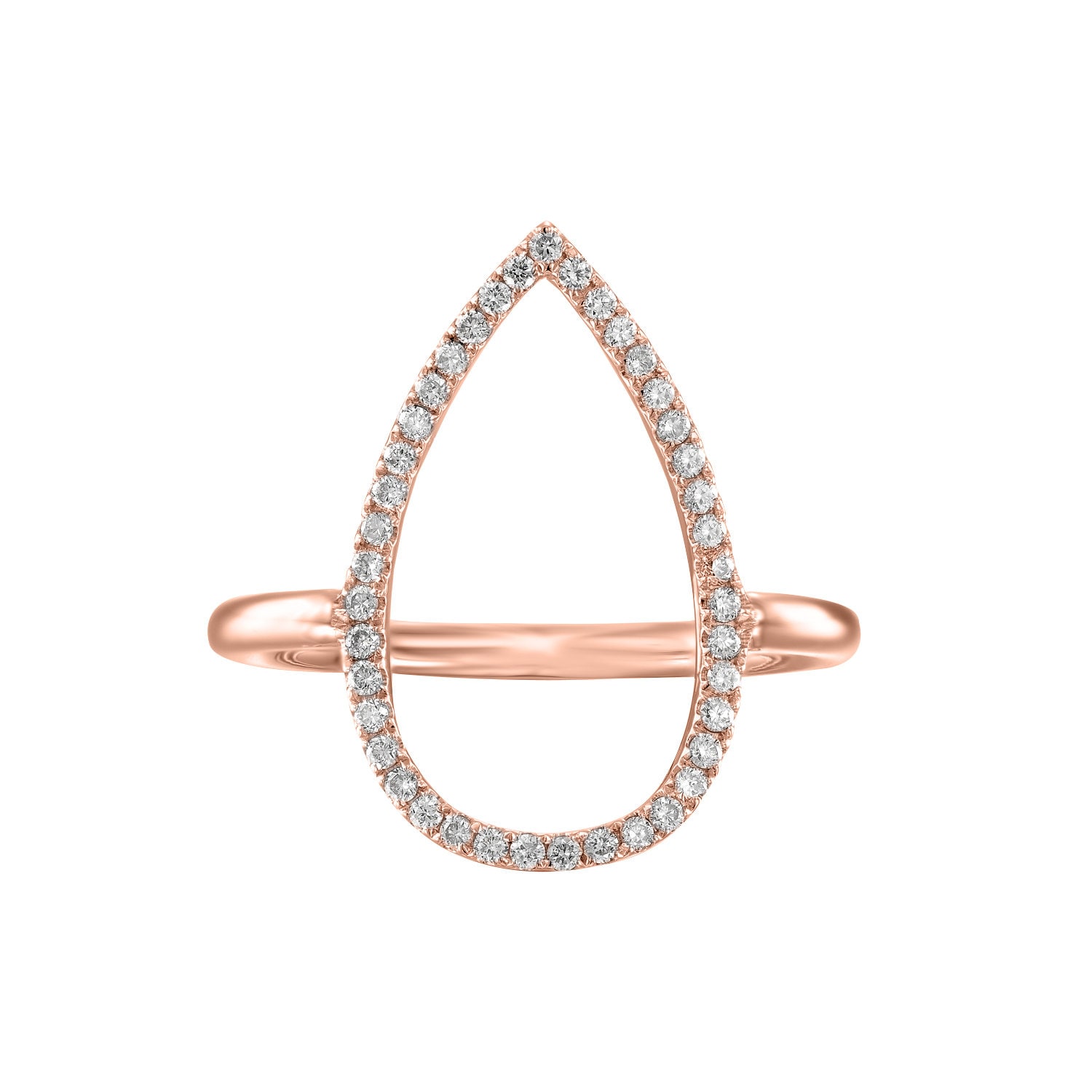 Natürliche Diamanten Rose Gold Ring, Einzigartige Goldring, Tropfen-Form-Ring, Ring Für Mädchen, 18K Rosegold Frau, Träne Form von VenaAmorisLtd
