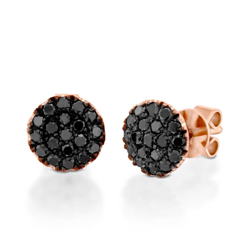 Schwarze Diamanten Ohrringe, Natürliche Schwarze Diamanten, Gold Ohrstecker, 14K Rosegold, Ohrringe Für Frauen von VenaAmorisLtd