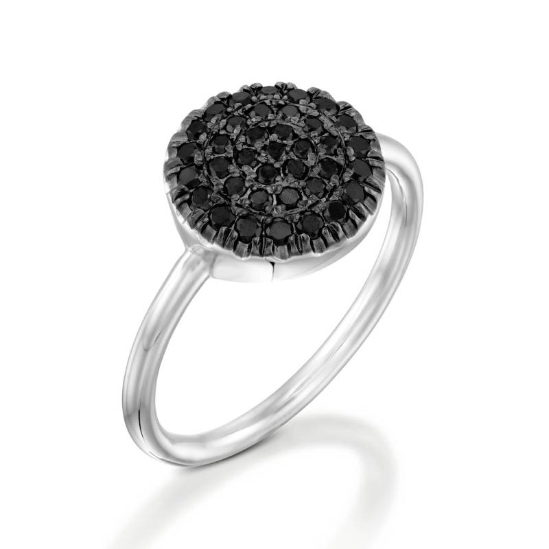Schwarze Diamanten Ring, Natürlicher Schwarzer Diamant, Runder 14K Weißer Gelbgold, Ring Für Mädchen, Frauen von VenaAmorisLtd
