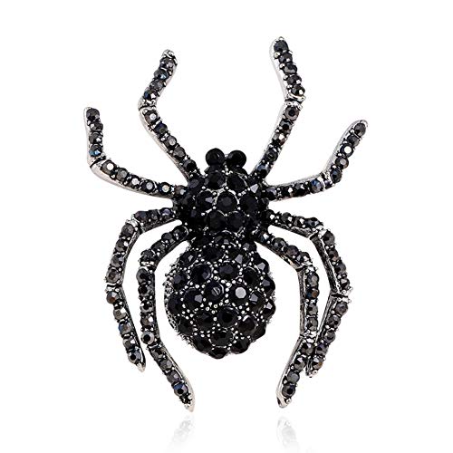 Venbin Vintage Mode Spinne Form Brosche Halloween Spinne Brosche Tier Schwarz Ton Vintage Weibliche Strass Intarsien Spinne Brosche Halloween Kostüm Zubehör von Venbin