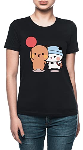 Bär Und Panda Bubu Dudu Ballon Damen T-Shirt Schwarz von Vendax