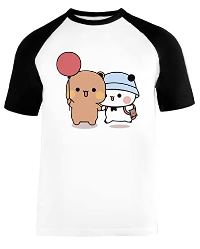 Bär Und Panda Bubu Dudu Ballon Unisex Baseball T-Shirt Kurze Ärmel Herren Damen Weiß Schwarz von Vendax