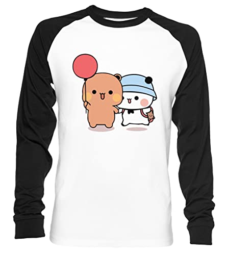 Bär Und Panda Bubu Dudu Ballon Unisex Baseball T-Shirt Langarm Herren Damen Weiß Schwarz von Vendax