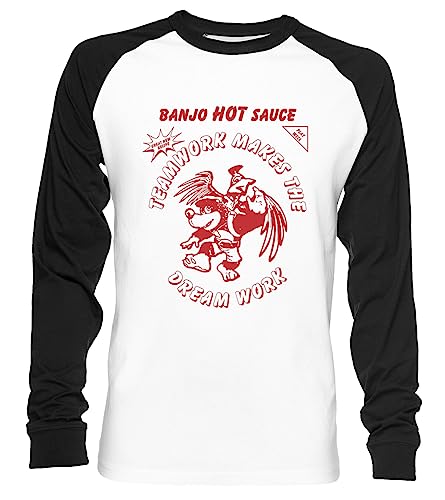 Banjo Kazooie Srirachia Hot Sauce Unisex Baseball T-Shirt Langarm Herren Damen Weiß Schwarz von Vendax