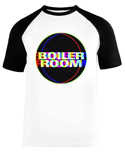 Boiler Room Color Glitch Unisex Baseball T-Shirt Kurze Ärmel Herren Damen Weiß Schwarz von Vendax