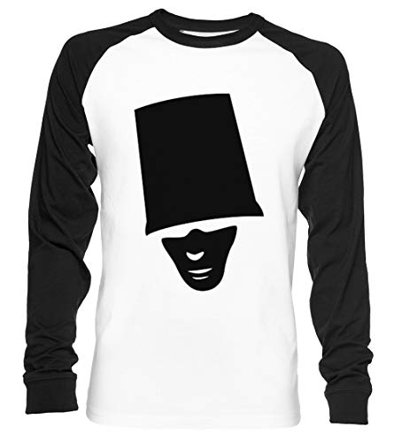 Buckethead Unisex Baseball T-Shirt Langarm Herren Damen Weiß Schwarz von Vendax