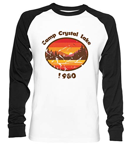 Camp Crystal Lake - Friday 13th Unisex Baseball T-Shirt Langarm Herren Damen Weiß Schwarz von Vendax