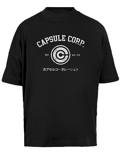 Capsule Corp. Unisex Baggy T-Shirt Kurze Ärmel Herren Schwarz Short Sleeves Black von Vendax