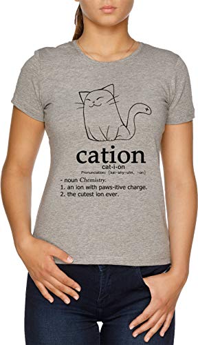 Cat-Ion Science Puns Damen T-Shirt Grau von Vendax