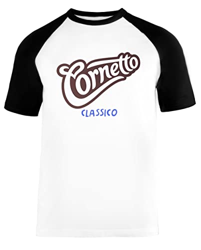 Cornetto O Ice Cream Unisex Baseball T-Shirt Kurze Ärmel Herren Damen Weiß Schwarz von Vendax