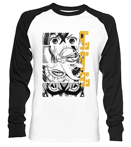 Dandadan Anime Eyes W Kaji Unisex Baseball T-Shirt Langarm Herren Damen Weiß Schwarz von Vendax