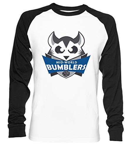 Das Mid-World Bumblers Unisex Baseball T-Shirt Langarm Herren Damen Weiß Schwarz von Vendax