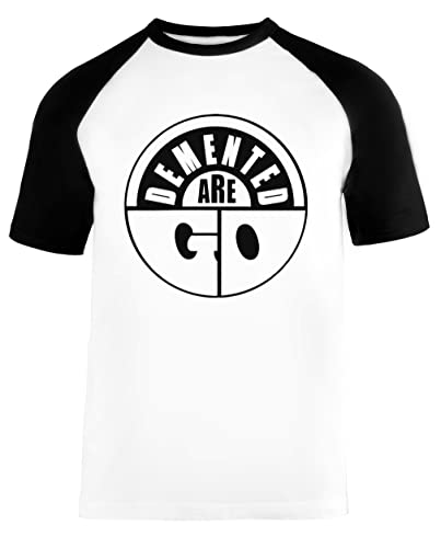 Demented Are Go Unisex Baseball T-Shirt Kurze Ärmel Herren Damen Weiß Schwarz von Vendax