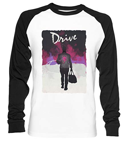 Drive Unisex Baseball T-Shirt Langarm Herren Damen Weiß Schwarz von Vendax