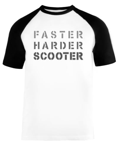 Faster Harder Scooter Scooter Techno Unisex Baseball T-Shirt Kurze Ärmel Herren Damen Weiß Schwarz von Vendax