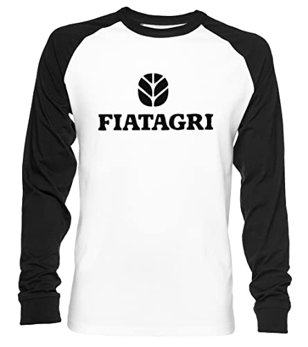 Fiatagri Unisex Baseball T-Shirt Langarm Herren Damen Weiß Schwarz von Vendax