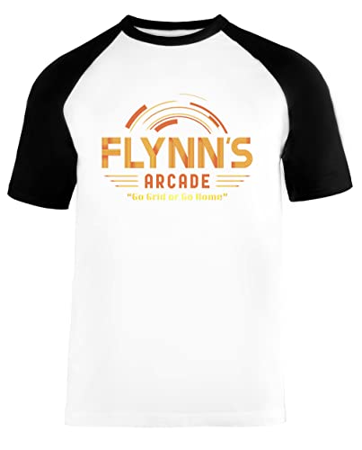 Flynns Arcade Unisex Baseball T-Shirt Kurze Ärmel Herren Damen Weiß Schwarz von Vendax