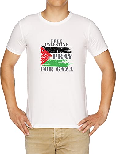 Free Palestine Pray for Gaza Herren T-Shirt Weiß von Vendax