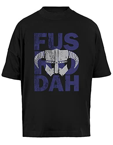 Fus Ro Dah Unisex Baggy T-Shirt Kurze Ärmel Herren Schwarz Short Sleeves Black von Vendax