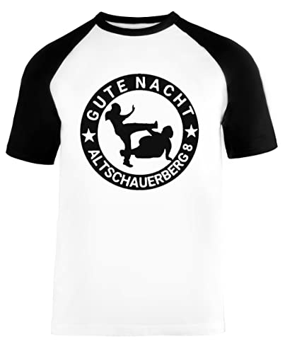 Good Night Altschauerberg 8 Unisex Baseball T-Shirt Kurze Ärmel Herren Damen Weiß Schwarz von Vendax
