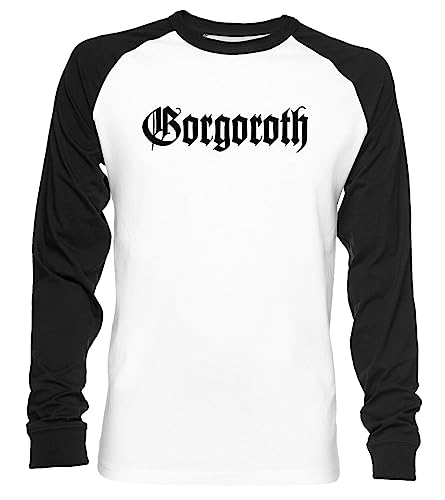 Gorgoroth Unisex Baseball T-Shirt Langarm Herren Damen Weiß Schwarz von Vendax