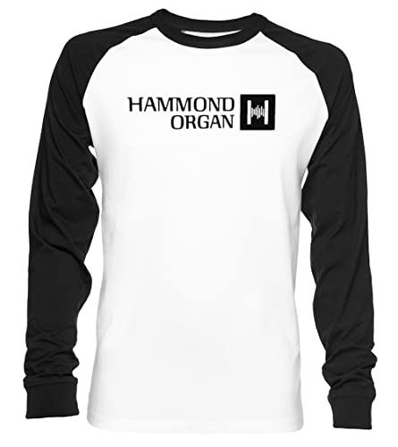 Hammond Organ Logo Unisex Baseball T-Shirt Langarm Herren Damen Weiß Schwarz von Vendax