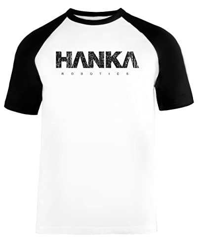 Hanka Robotics Unisex Baseball T-Shirt Kurze Ärmel Herren Damen Weiß Schwarz von Vendax