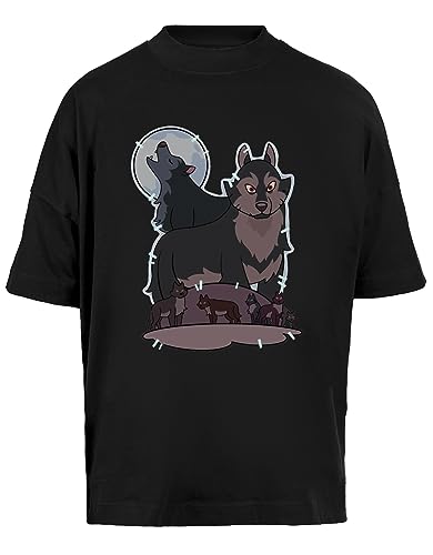 Hunters Wolf from The Owl House Unisex Baggy T-Shirt Kurze Ärmel Herren Schwarz Short Sleeves Black von Vendax